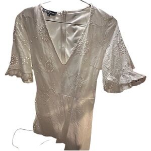 Parisian Tall Broderie Skater Dress W Frill Sleeve broderie embroidered eyelet